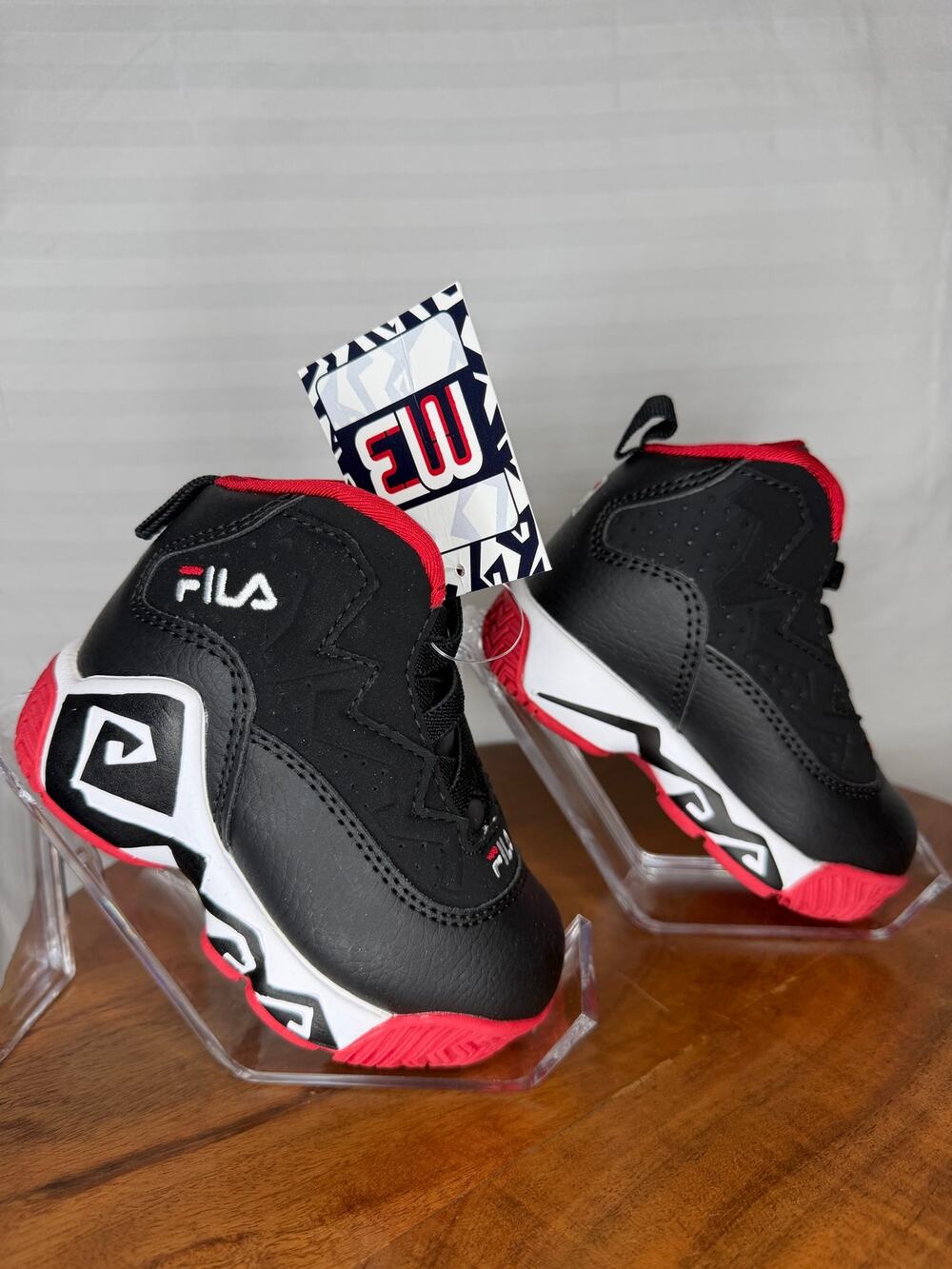 NWT Fila MB Infant Basketball Shoes Black Red Size 5 MSRP $50